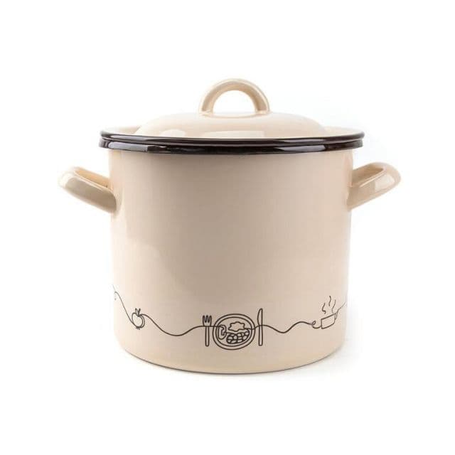Kinekus Hrniec smaltovaný s pokrievkou, 19cm/4L, dekor Linea
