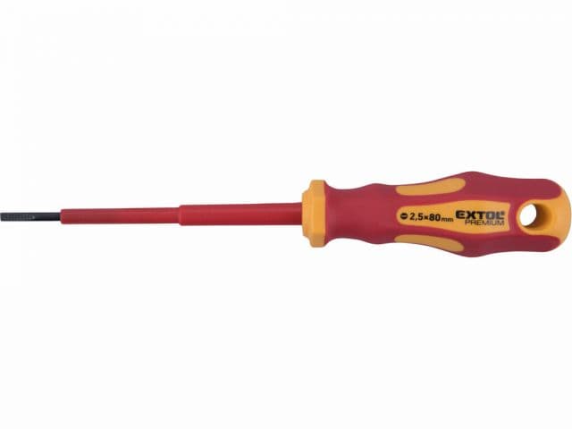 EXTOL PREMIUM Skrutkovač elektrikársky 1000V, plochý 2,5x80mm, VDE/GS