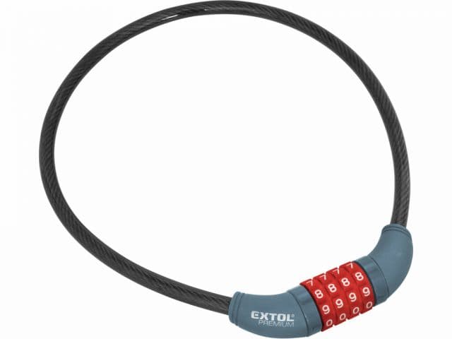 EXTOL PREMIUM Zámok lankový na číselný kód, 65cmx10mm, 4-miestny kód