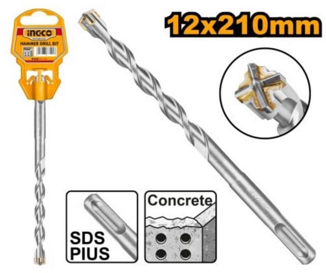 INGCO Vrták do betónu SDS plus, 12x210mm INGCO Industrial, pieskovaný KLC