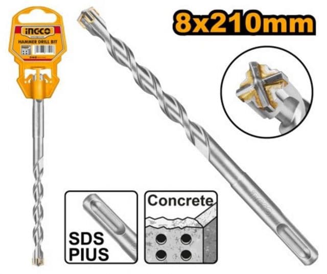 INGCO Vrták do betónu SDS plus, 8x210mm INGCO Industrial, pieskovaný KLC