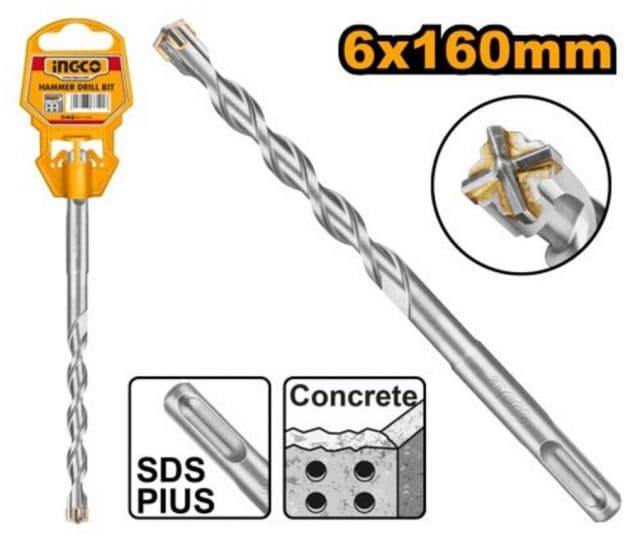INGCO Vrták do betónu SDS plus, 6x160mm INGCO Industrial, pieskovaný KLC