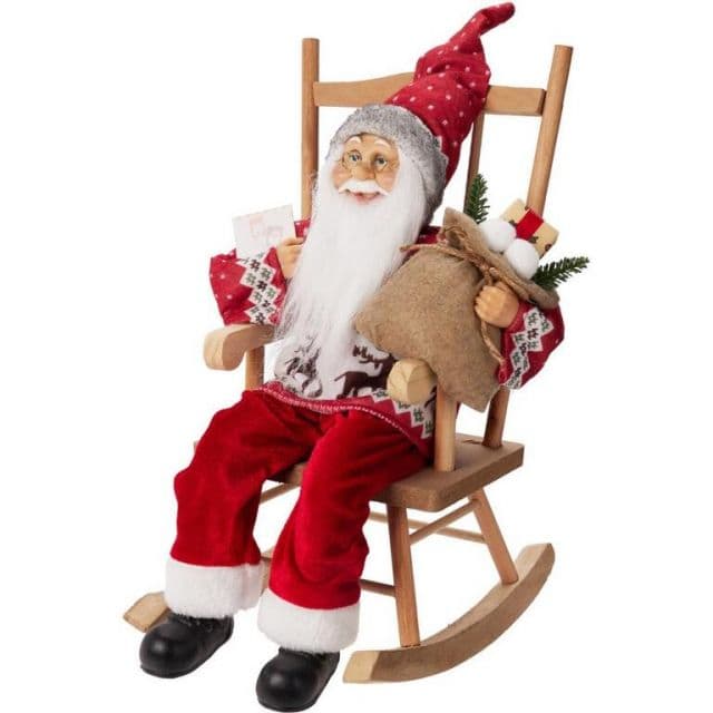 Kinekus Postavička Santa v hojdacom kresle 25x35x45 cm červený