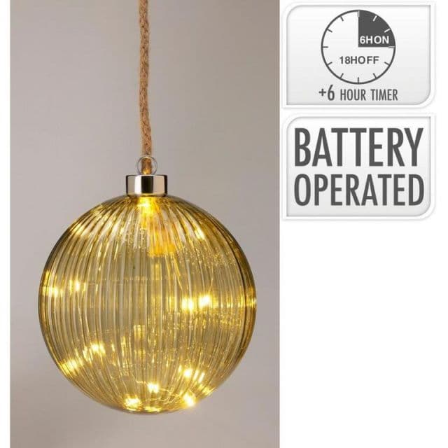 Kinekus Vianočná sklenená guľa LED, zelená, 14 cm s časovačom, na batérie
