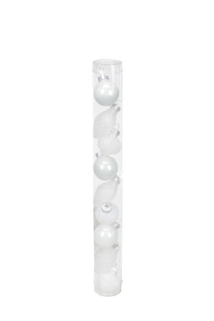 Kinekus Ozdoba závesná guľa 3 cm sada 9 ks sklenená, biela