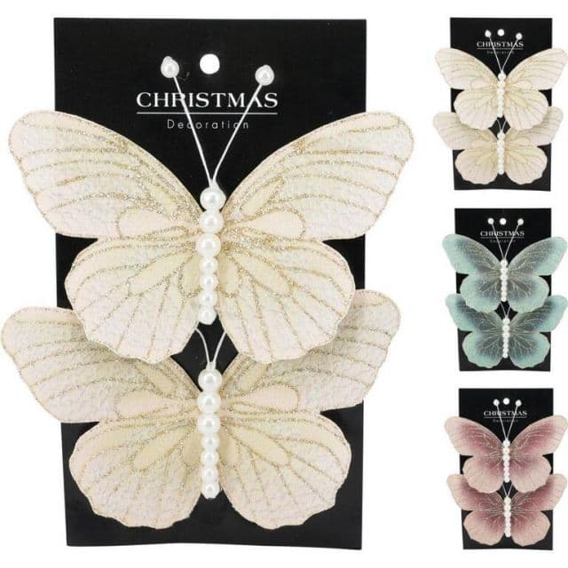 Kinekus Ozdoba s klipom motýľ 13x9 cm sada 2 ks mix