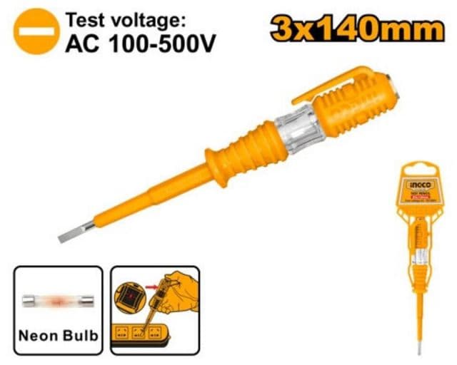 INGCO Skúšačka napätia 100-500V - skrutkovač 3x140mm INGCO