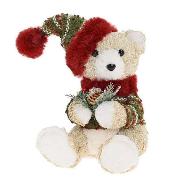 Kinekus Postavička medveď v svetri s čiapkou 27 cm textil