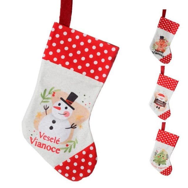 Kinekus Ozdoba závesná ponožka vianočná 40x29 cm mix
