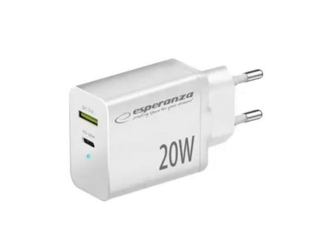 Kinekus Nabíjačka 20W, USB-C, USB-A, biela