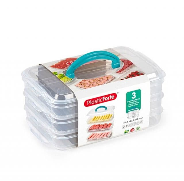 Kinekus Dóza stohovateľná s rukoväťou 3x1l, 15,5 x 23,5 x 10cm