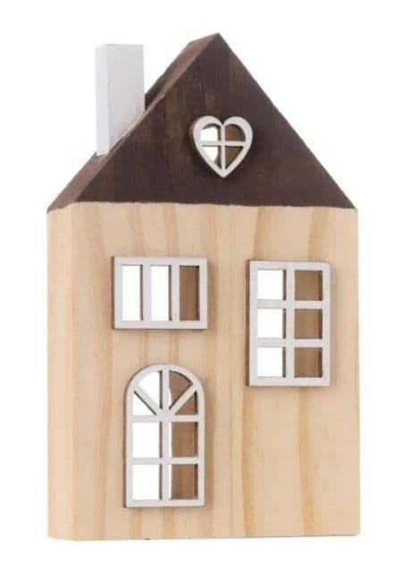 Kinekus Dekorácia domček 13 cm, drevená, prírodná