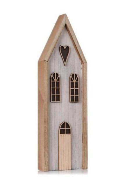 Kinekus Dekorácia domček 29,5 cm drevený, prírodný