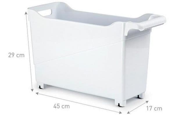 Kinekus Organizér plastový 17 x 45 x 29cm biely s kolieskami