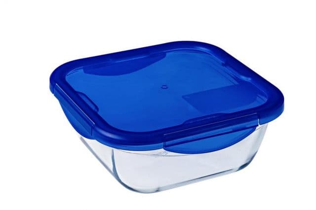 PYREX Dóza na potraviny s tesniacim vekom štvorcová, 16x16x6cm, 0,8L, sklo číre PYREX