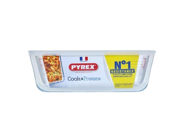 PYREX Dóza na potraviny s vekom obdĺžniková, 27x22x9cm, 4L, sklo číre PYREX