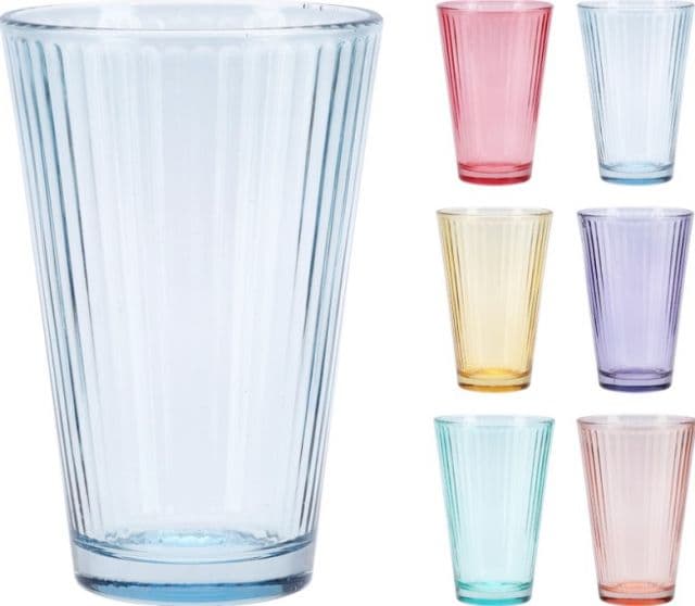 Kinekus Pohár na vodu sklenený 300ml, mix farieb