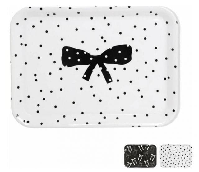 Kinekus Tácka servírovacia melamínová 38x27,5cm, čierno-biela, mix dizajnov