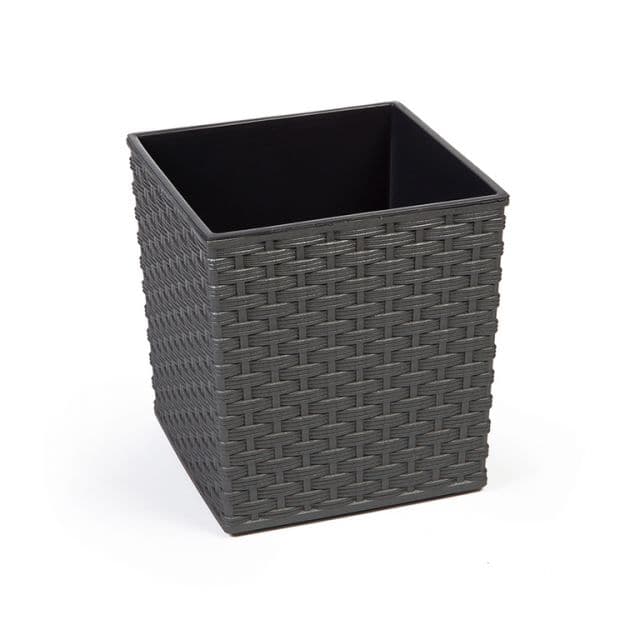 Kinekus Kvetináč plastový, dĺžka strany 25cm, JUKA, imitácia ratanu, grafit