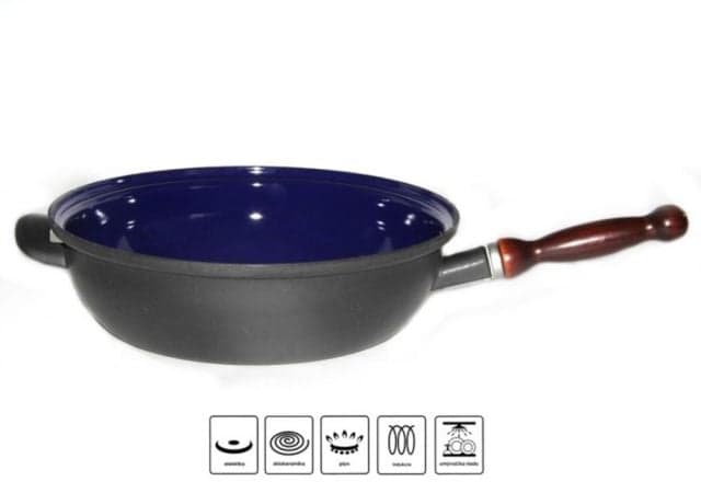 BELIS Panvica smaltovaná hlboká s odnímateľnou rúčkou a pokrievkou, 26cm BSE, Belis
