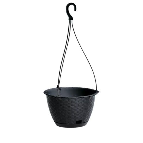 Kinekus Kvetináč s úchytom plastový, závesný, priemer 21,7cm, RATOLLA, imitácia ratanu, atracit