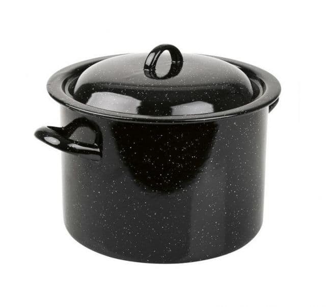 Kinekus Hrniec s pokrievkou, smaltovaný, prskaný, 40 cm/40,5L, čierny