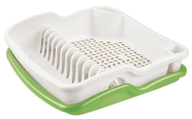 Kinekus Plastový odkvapkávač na riad 39x39x11cm, bielo/zelený "BRIO" TONTARELLI