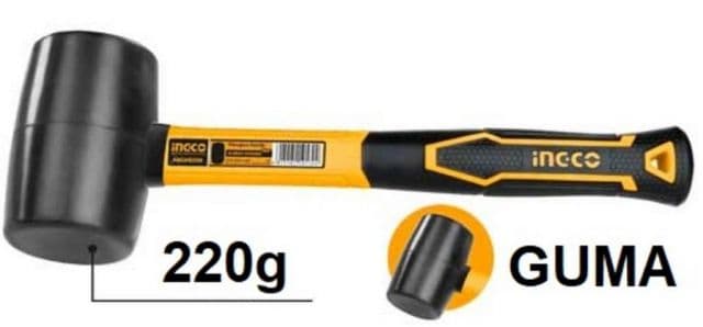 INGCO Kladivo gumené 220g čierne INGCO sklolaminátová násada