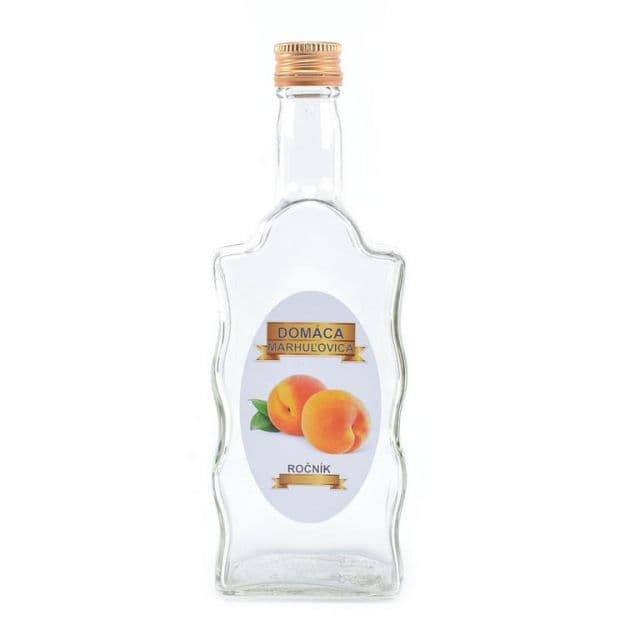 Kinekus Sklenená fľaša, 500 ml, hranatá, MARHUĽOVICA, s uzáverom na závit, kláštorná