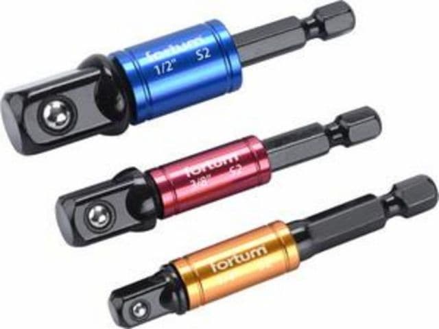 FORTUM Sada adaptérov, 3ks, 1/4" 6-hran na 1/4"-3/8"-1/2" 4-hran, S2