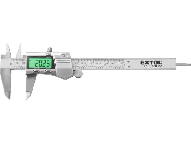 EXTOL PREMIUM Meradlo posuvné digitálne s podsvietením, 0-150mm, plastové puzdro