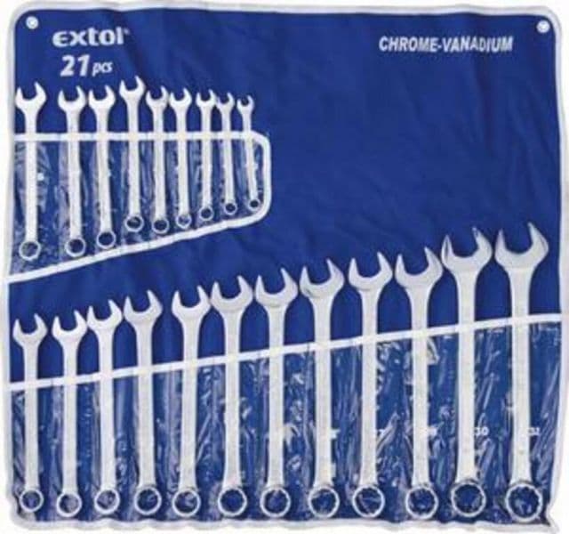 EXTOL PREMIUM Kľúče očko-vidlicové 6-32mm, 21-dielna sada, nylonové puzdro