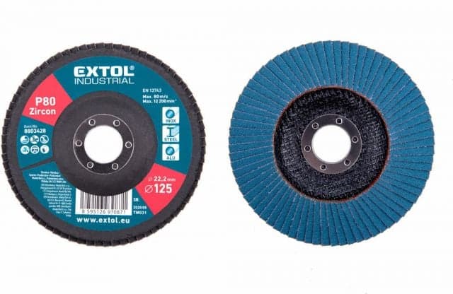 EXTOL INDUSTRIAL Kotúč lamelový šikmý, zirkón-korund, 125x22,5mm P80