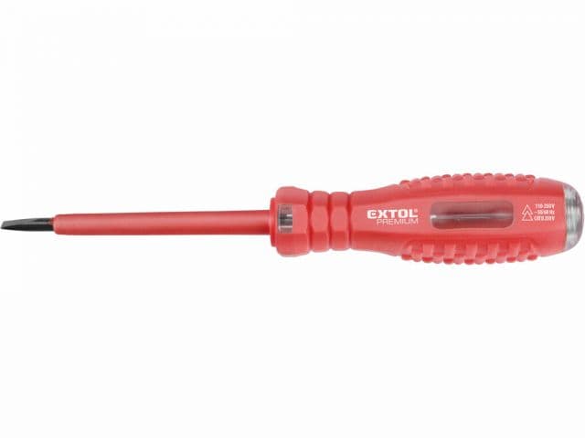 EXTOL PREMIUM Skúšačka napätia, (-) skrutkovač, max 250V, svetelná signalizácia