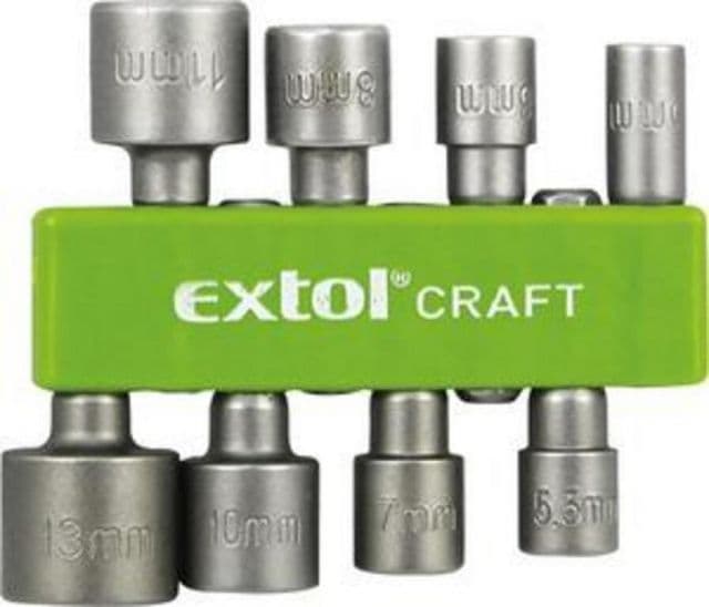 EXTOL CRAFT Hlavice nástrč. so 6-hrannou stopkou 1/4", sada 8.dielna