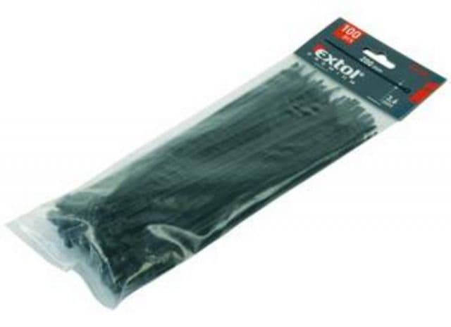 EXTOL PREMIUM Pásky sťahov. čierne 3,6x280mm,100ks,o70mm
