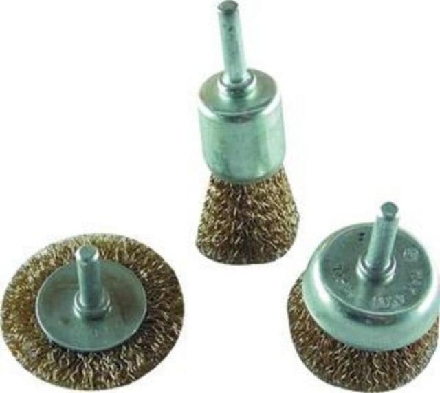 EXTOL CRAFT Kartáče so stopkou, vlnitý pomosadzený drôt 0,3mm, 3-dielna sada