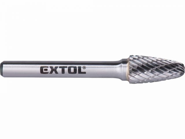 EXTOL INDUSTRIAL Fréza karbidová kovexná poľgulaté čelo, pr.10mm,rez.dĺžka 20mm, stopka 6mm