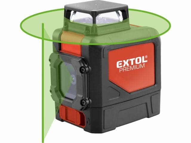 EXTOL PREMIUM Vodováha laserová samonivelačná, 1D zelený laser, Lion aku