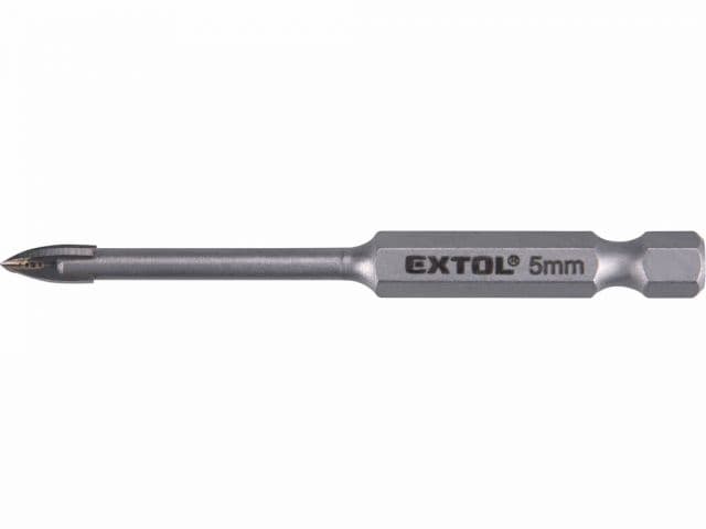 EXTOL PREMIUM Vrták do skla 5x75mm, šesťhranná 1/4" stopka