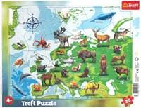 Puzzle Mapa Evropy se zvířátky - autor neuvedený