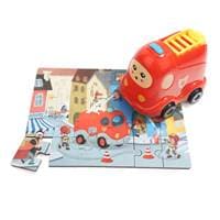 Dřevěné puzzle hasičské auto - autor neuvedený