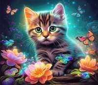 Dřevěné puzzle Roztomilé kotě A4 - autor neuvedený