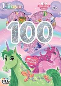 100 metalických samolepek s omalovánkovými listy Jednorožci - autor neuvedený