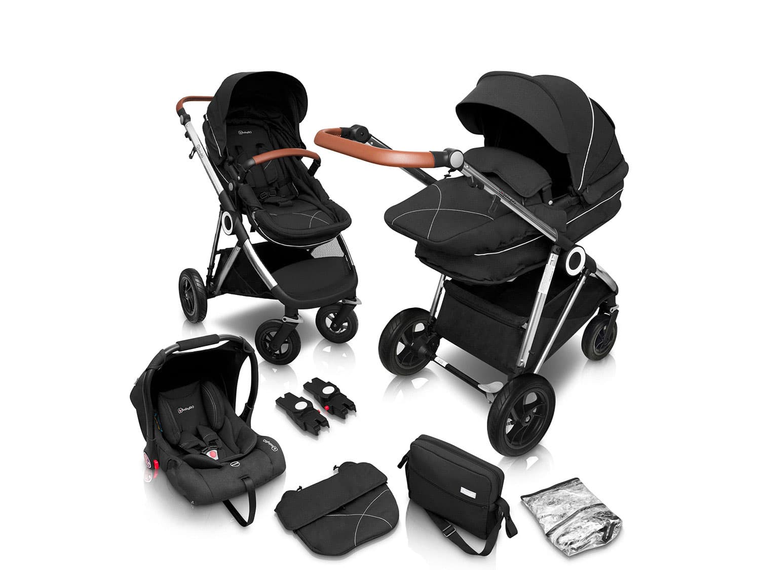 BabyGO Kočík 3 v 1 Halime AIR Pram (čierna)