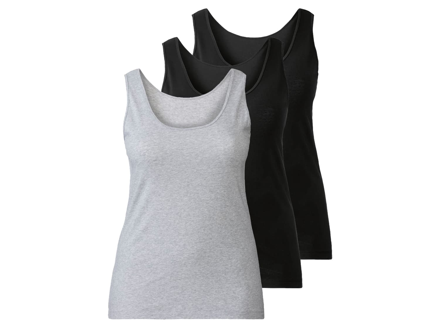 esmara® Dámske tielko XXL, 3 kusy (3XL (56/58), čierna/sivá)