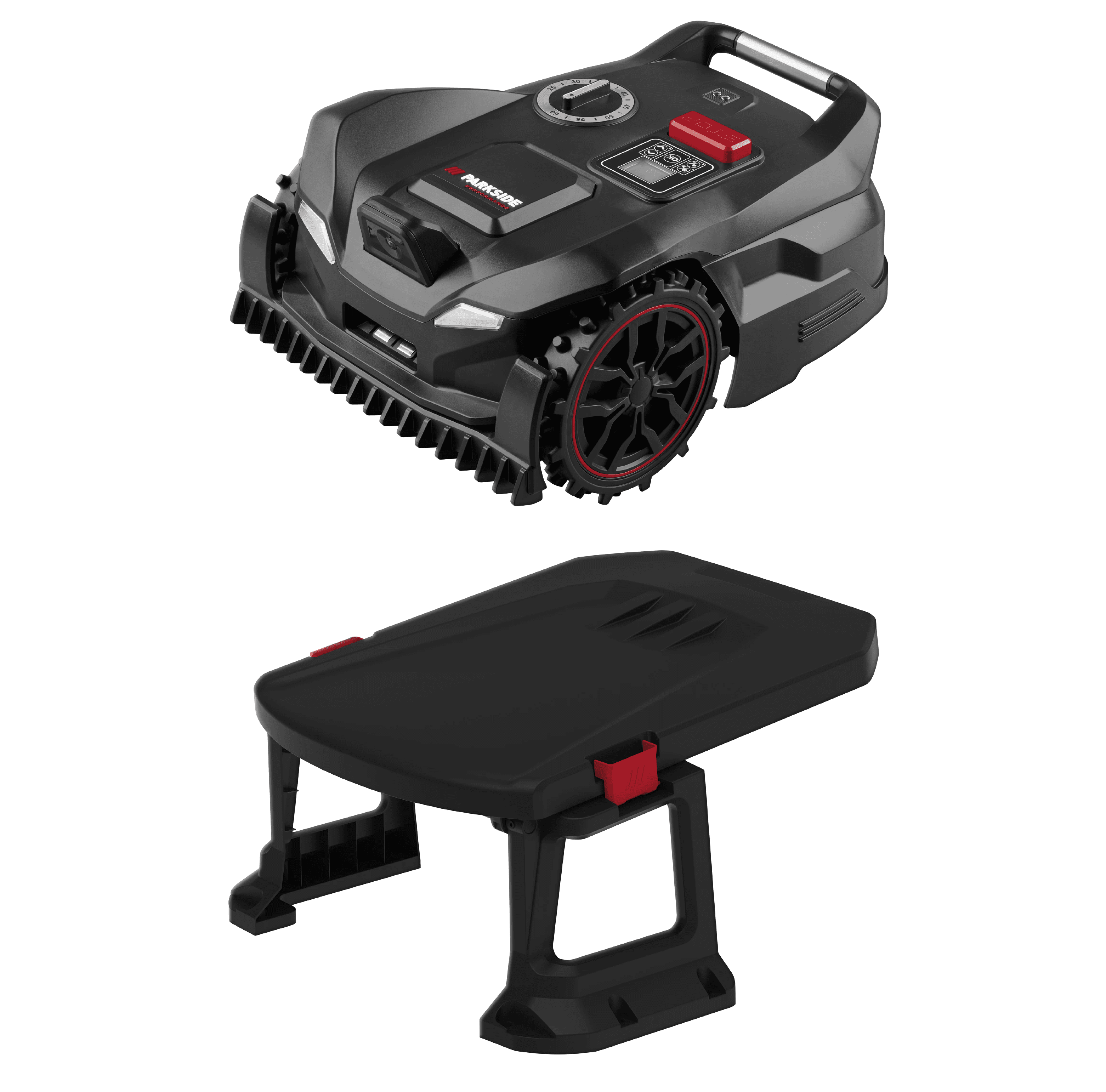PARKSIDE PERFORMANCE® Robotická kosačka 20 V PPAMR 1250 A1 Smart & Free + Garáž pre robotickú kosačku PUMRG A1