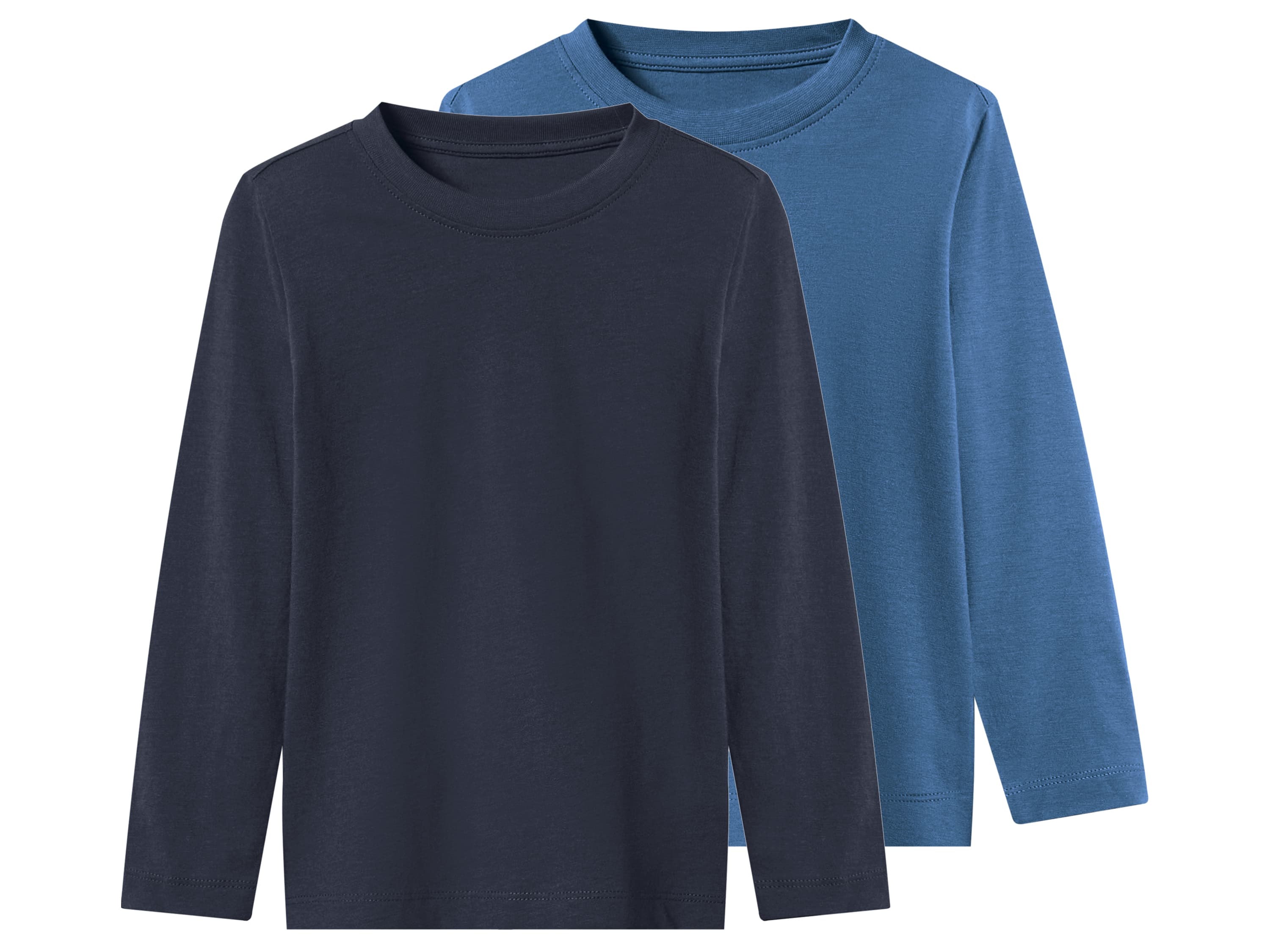 LUPILU® Detské tričko s dlhým rukávom, 2 kusy (modrá/navy modrá, 98/104)