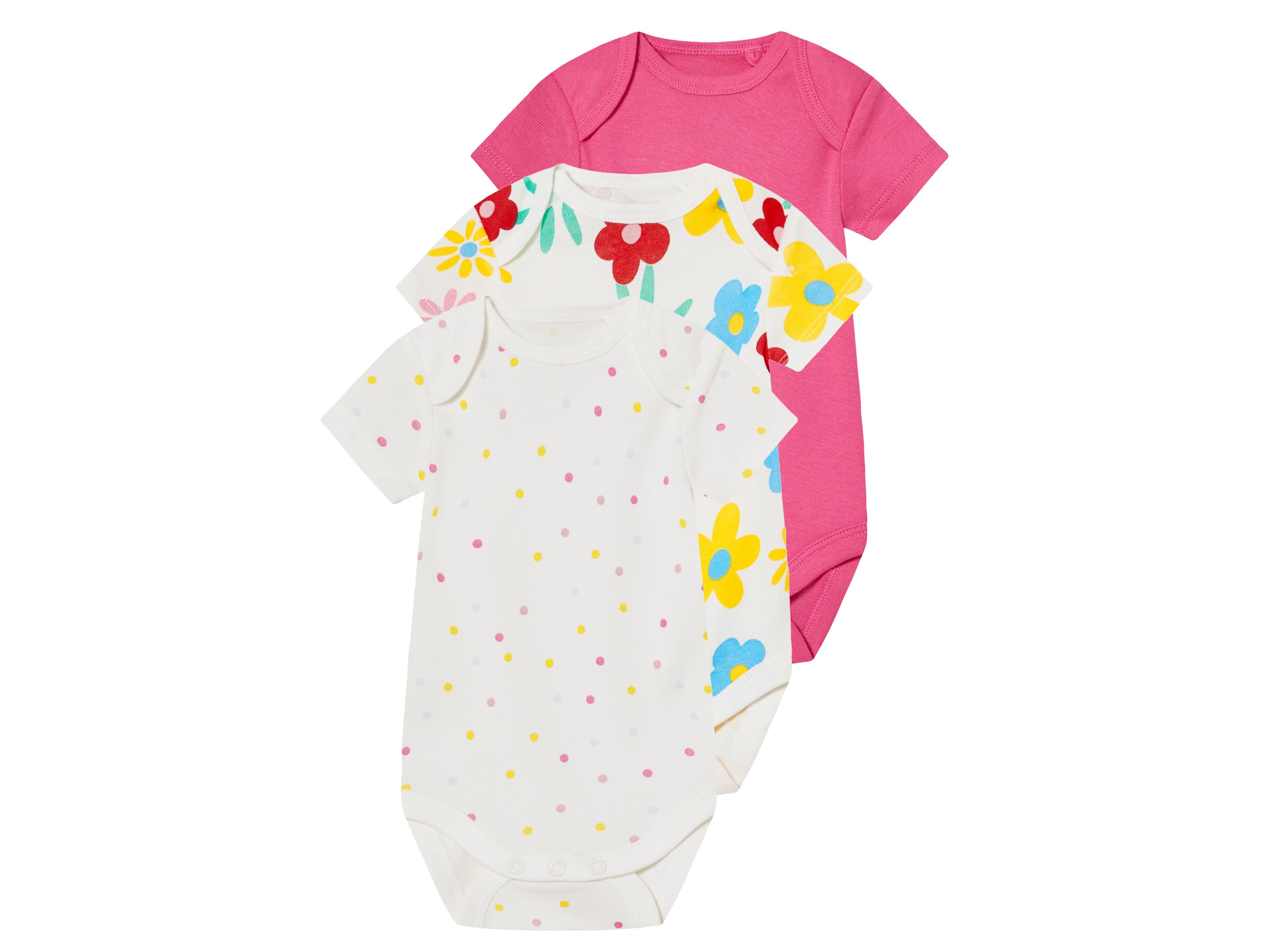 lupilu® Dievčenské body pre bábätká, 3 kusy (bodky/biela/ružová, 74/80)
