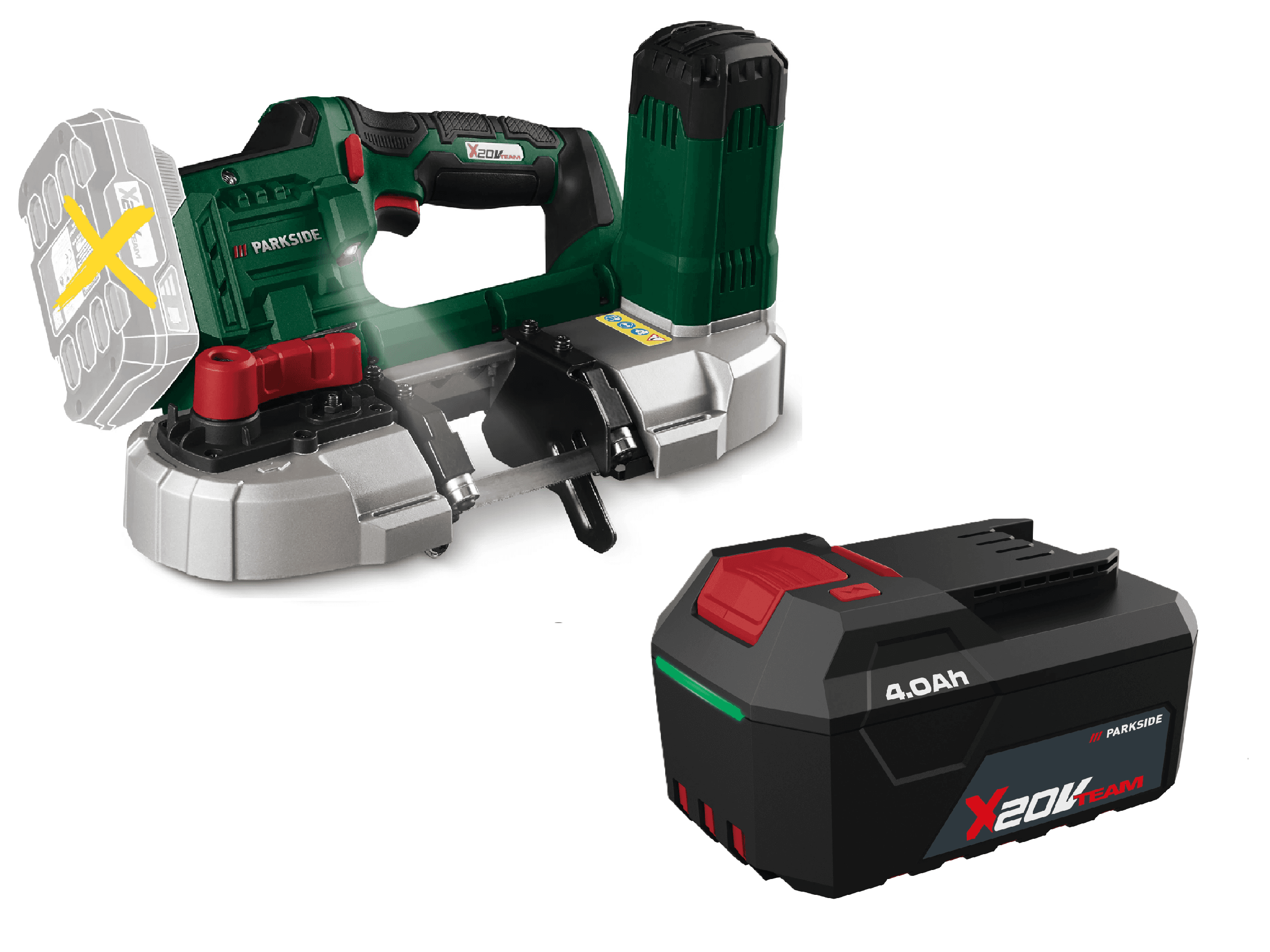 PARKSIDE® Aku pásová píla 20 V PMBA 20-Li A1 + Akumulátor 20 V/4 Ah
